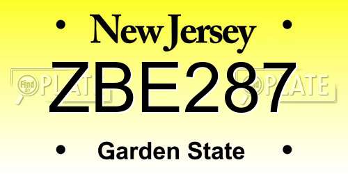 ZBE287 New Jersey License Plate