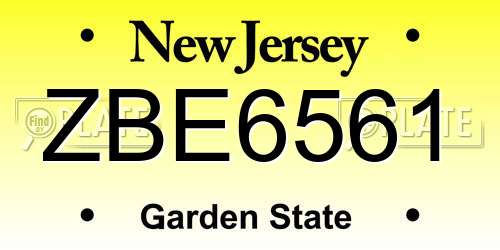 ZBE6561 New Jersey License Plate
