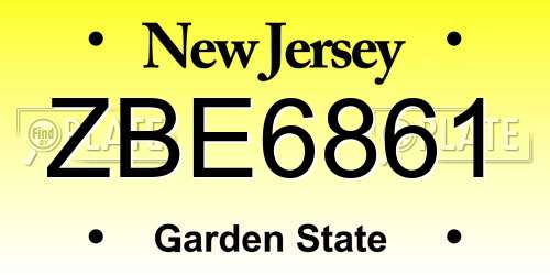 ZBE6861 New Jersey License Plate