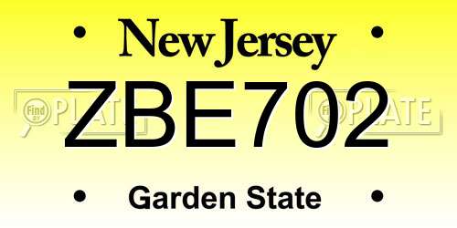 ZBE702 New Jersey License Plate