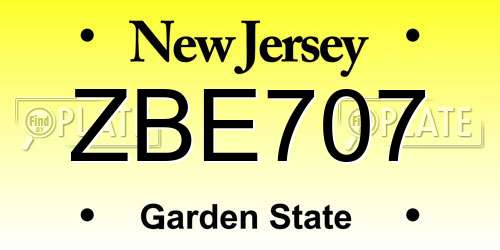 ZBE707 New Jersey License Plate