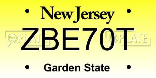 ZBE70T New Jersey License Plate