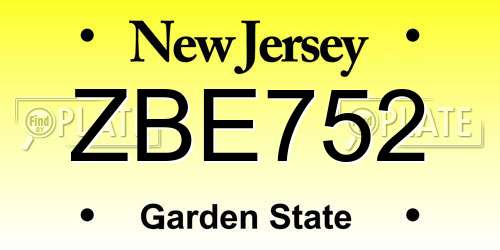 ZBE752 New Jersey License Plate