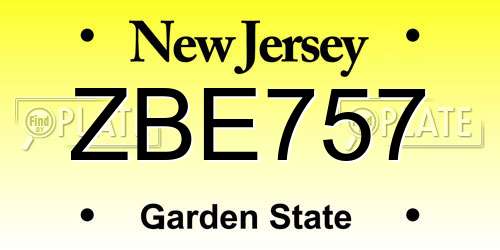 ZBE757 New Jersey License Plate