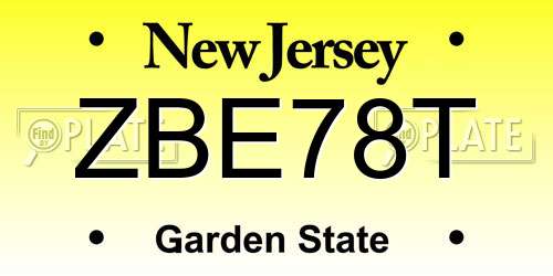ZBE78T New Jersey License Plate