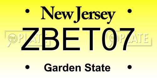 ZBET07 New Jersey License Plate