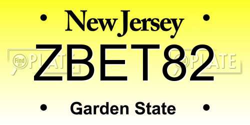 ZBET82 New Jersey License Plate