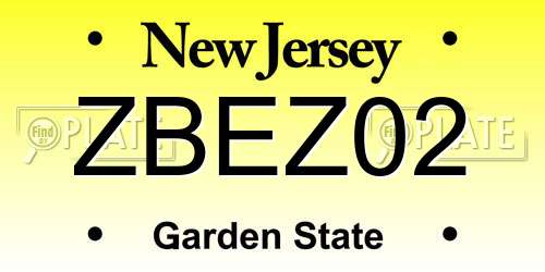 ZBEZ02 New Jersey License Plate