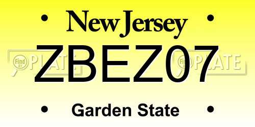 ZBEZ07 New Jersey License Plate