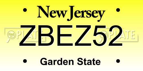 ZBEZ52 New Jersey License Plate