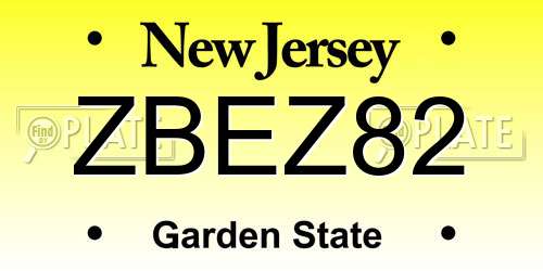 ZBEZ82 New Jersey License Plate