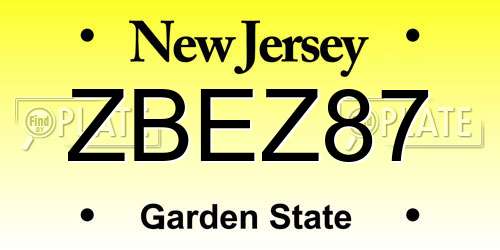 ZBEZ87 New Jersey License Plate