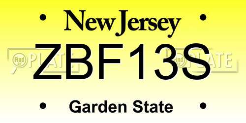 ZBF13S New Jersey License Plate