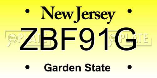 ZBF91G New Jersey License Plate