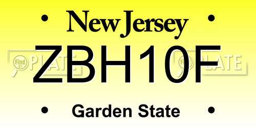 ZBH10F New Jersey License Plate