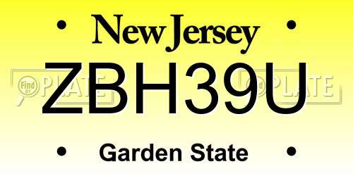 ZBH39U New Jersey License Plate