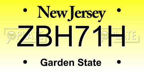 ZBH71H New Jersey License Plate