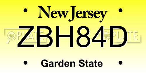 ZBH84D New Jersey License Plate