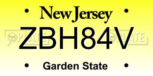 ZBH84V New Jersey License Plate