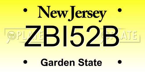 ZBI52B New Jersey License Plate