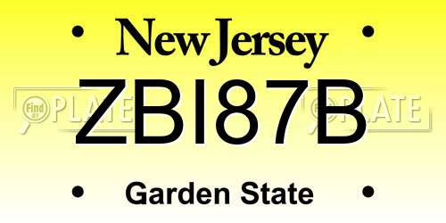 ZBI87B New Jersey License Plate