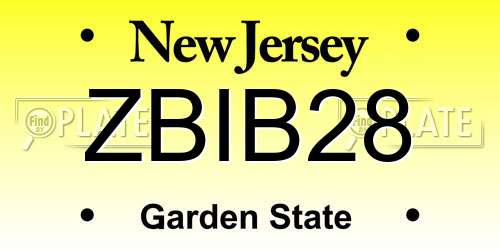 ZBIB28 New Jersey License Plate