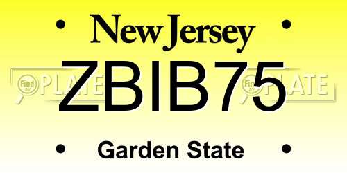 ZBIB75 New Jersey License Plate