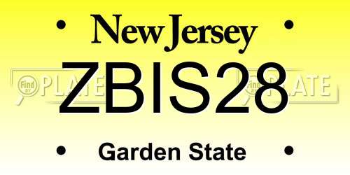 ZBIS28 New Jersey License Plate