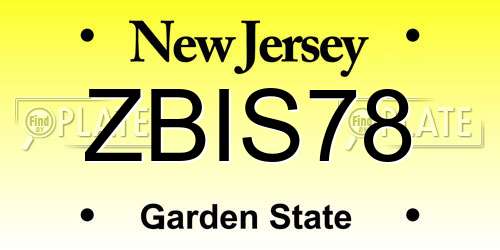 ZBIS78 New Jersey License Plate