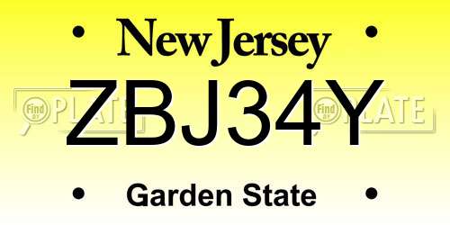 ZBJ34Y New Jersey License Plate