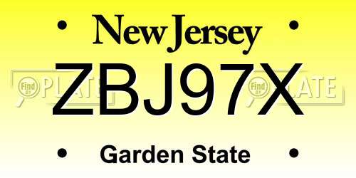 ZBJ97X New Jersey License Plate