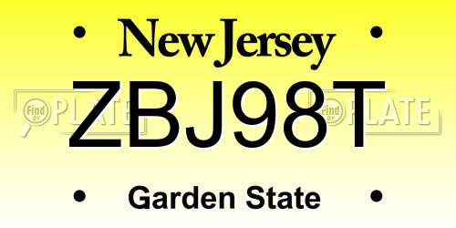 ZBJ98T New Jersey License Plate