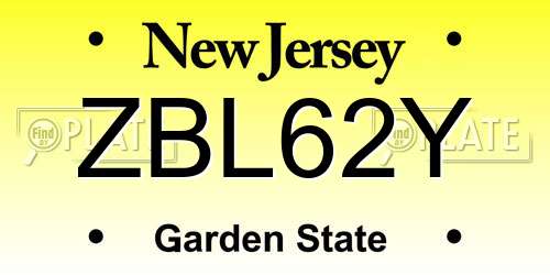 ZBL62Y New Jersey License Plate