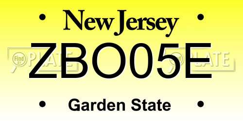 ZBO05E New Jersey License Plate