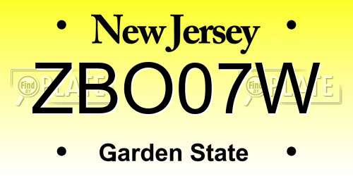 ZBO07W New Jersey License Plate