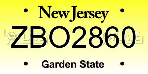 ZBO2860 New Jersey License Plate
