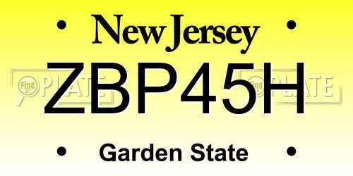 ZBP45H New Jersey License Plate