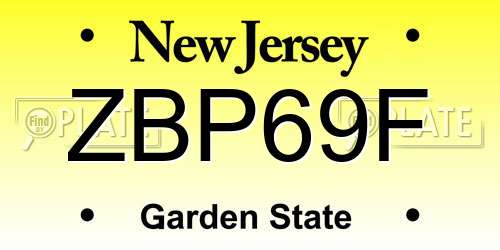ZBP69F New Jersey License Plate
