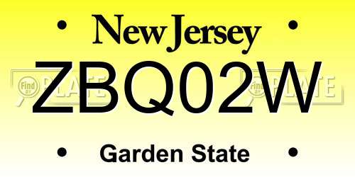 ZBQ02W New Jersey License Plate