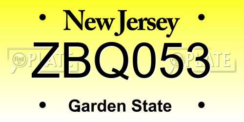ZBQ053 New Jersey License Plate