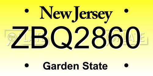 ZBQ2860 New Jersey License Plate