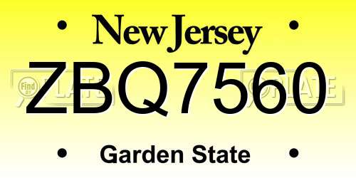 ZBQ7560 New Jersey License Plate