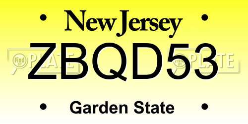 ZBQD53 New Jersey License Plate