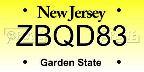 ZBQD83 New Jersey License Plate