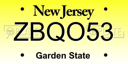 ZBQO53 New Jersey License Plate