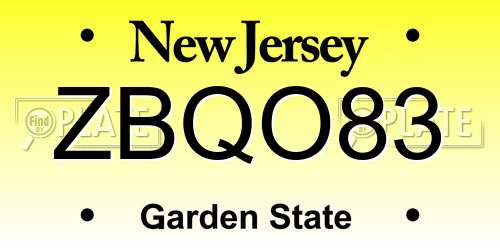 ZBQO83 New Jersey License Plate
