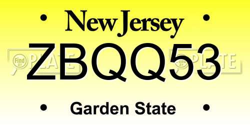 ZBQQ53 New Jersey License Plate