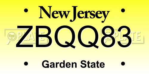 ZBQQ83 New Jersey License Plate