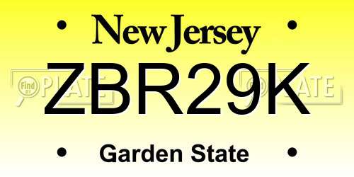 ZBR29K New Jersey License Plate