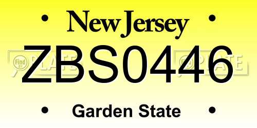 ZBS0446 New Jersey License Plate